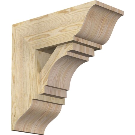 Ekena Millwork Merced Traditional Rough Sawn Bracket w/ Offset Brace, Douglas Fir, 8"W x 20"D x 20"H BKT0806X20X20MRC01RDF